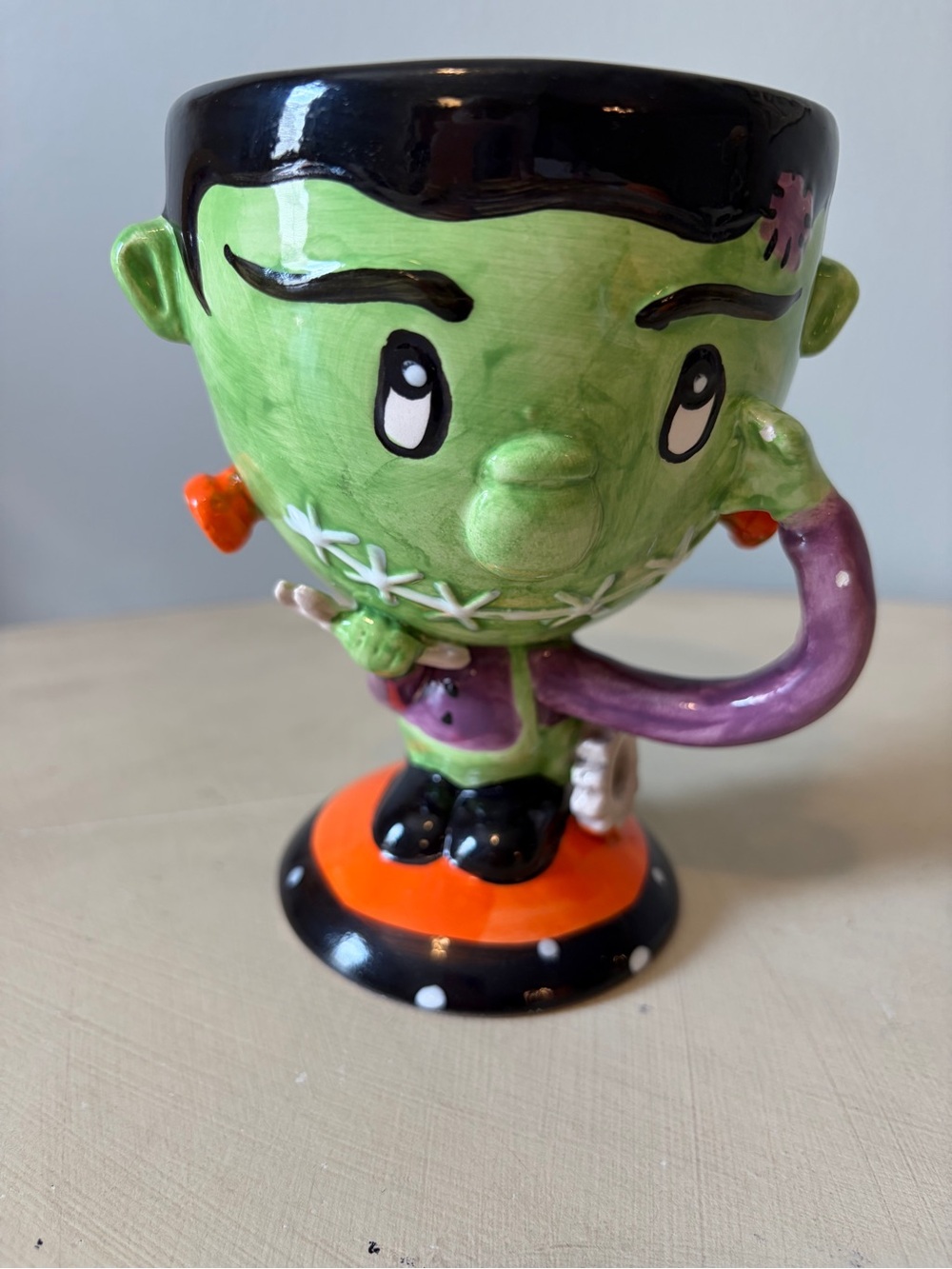 Frankenstein Halloween Ceramic Decor Mug - Whimsical Home Accent EUC